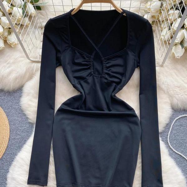 knee length dresses for ladies Alejandra Alonso Rojas Long Sleeve Alina Ruched Dress in Green 8 main image 0