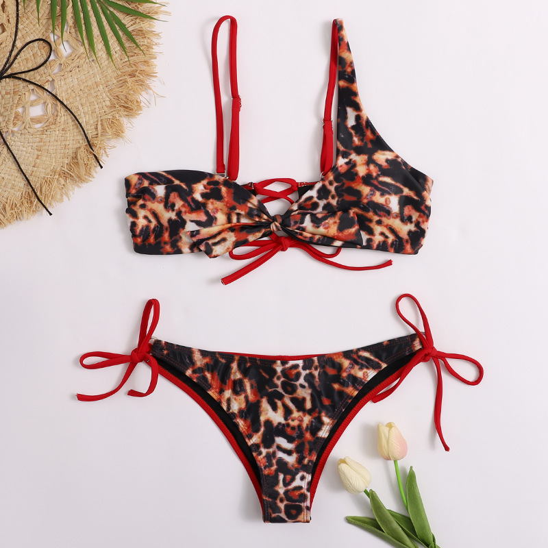 New Sexy Leopard Print Swimsuit Split Strap Swimsuit Two-piece Suit on ...