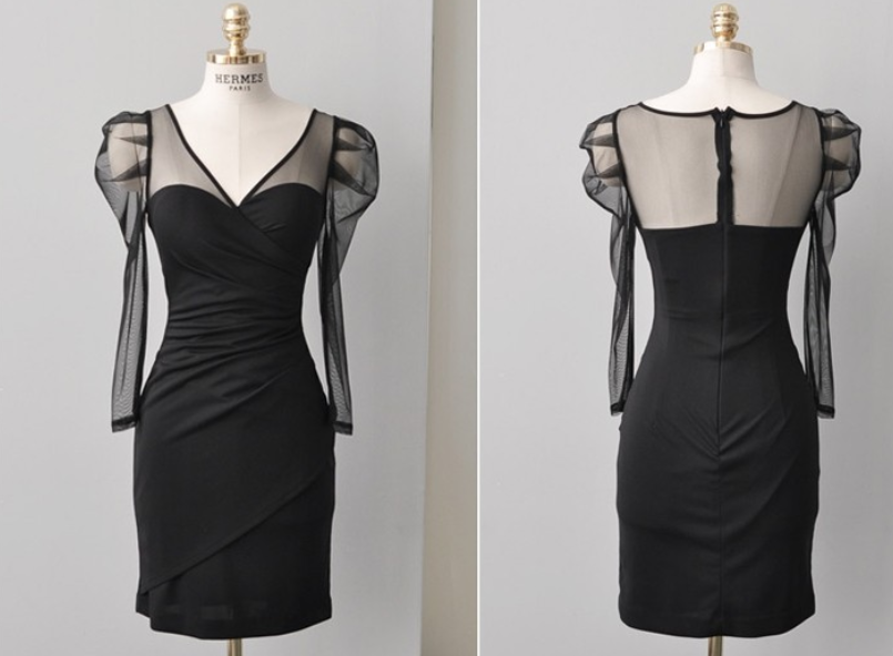 Black Sexy Deep Vneck Gauze Tight Dress on Luulla