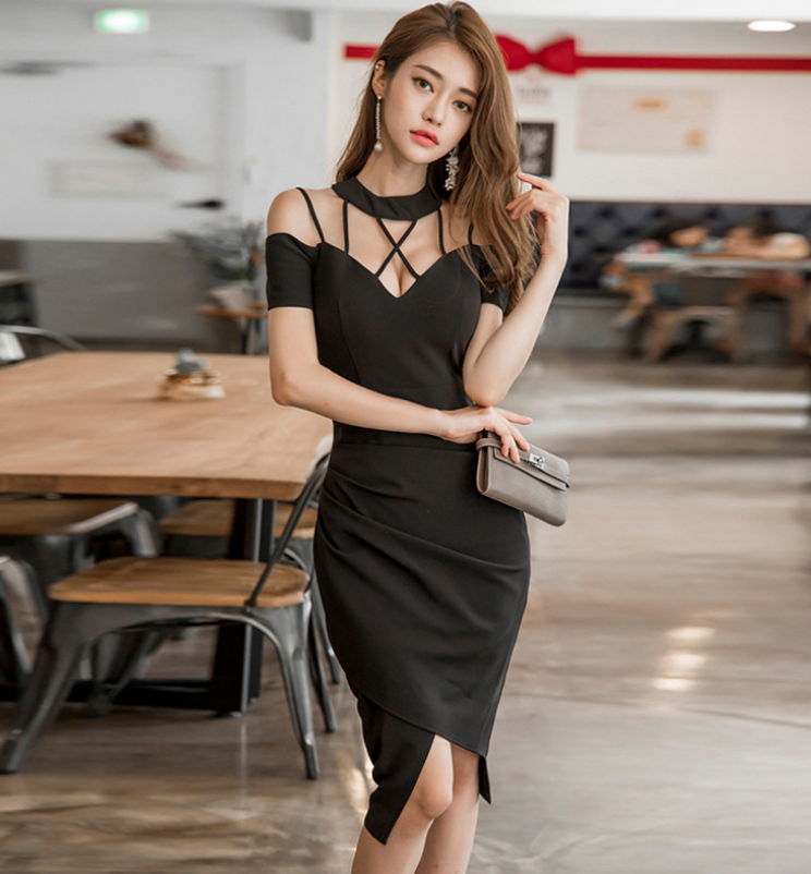 Off Shoulder Slim Dress With Buttocks And Irregular Dress on Luulla