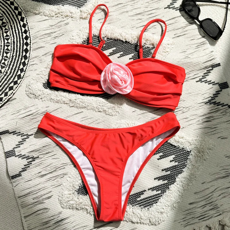 womens-red-twist-front-bikini-top-and-bottom-set-on-luulla