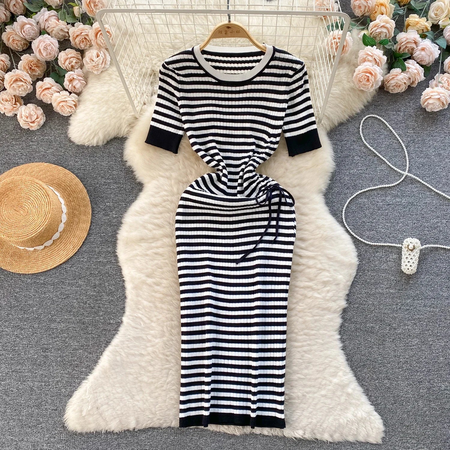 long summer dress black Sequin Ruched Bodycon Dress Size:42 / L SubItemGroup:dresses