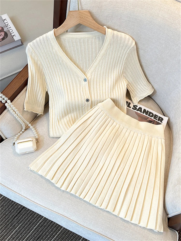 2-Piece Knitted Skirt and Top Set