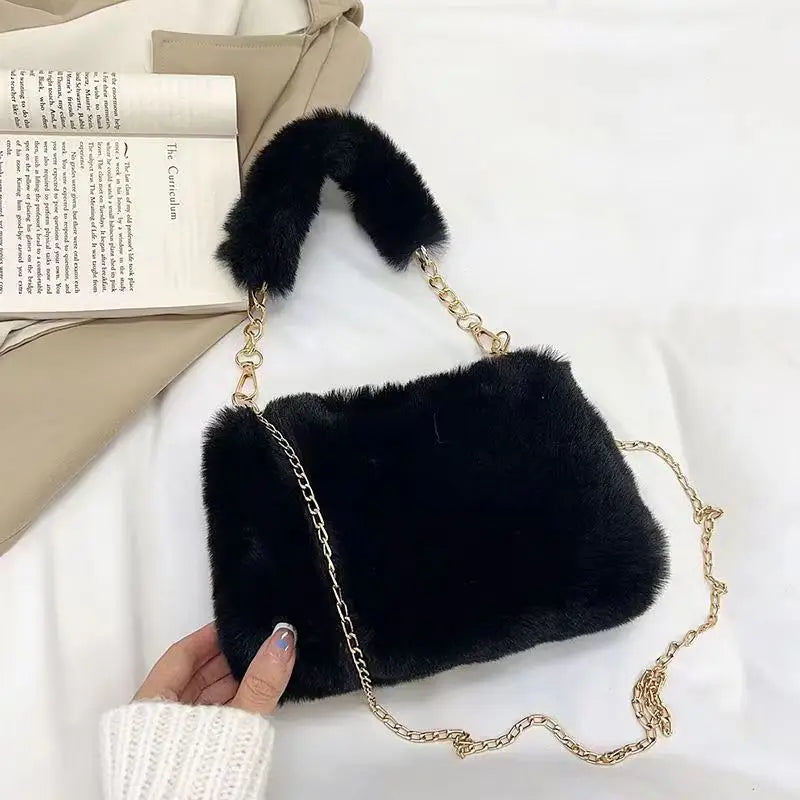 Christina Faux Fur Handbag In White main image 1
