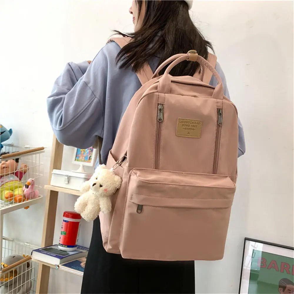 Stylish Pink Backpack With Adorable Teddy Bear on Luulla