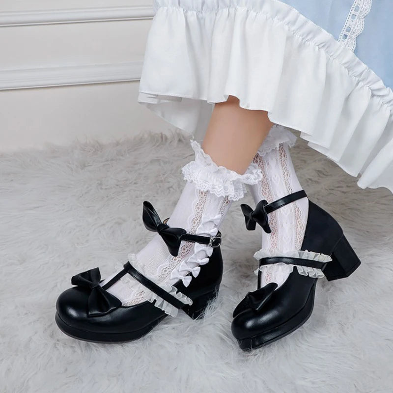 Gothic Lolita Mary Jane Bowknot Shoes on Luulla