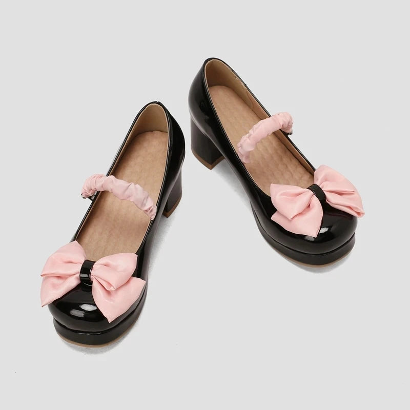 Black Patent Mary Jane Shoes With Bows on Luulla