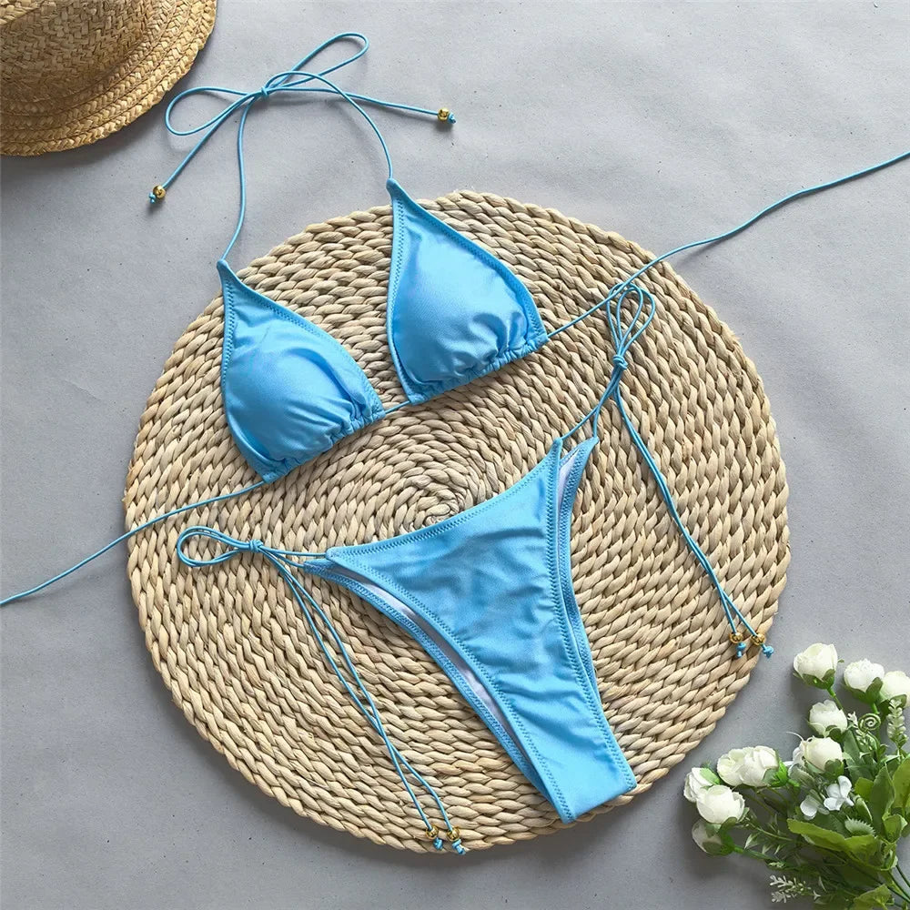 Triangle String Bikini Set “Dark Turquoise”