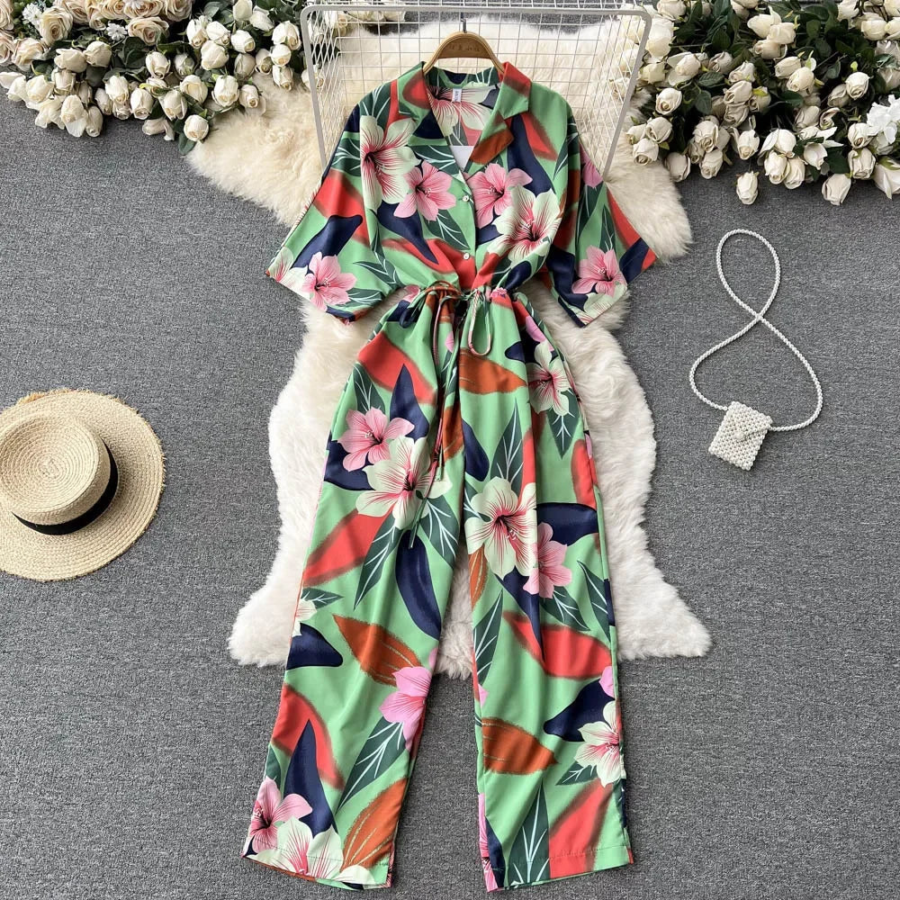 ODDI Full Size Floral Sleeveless Wide Leg Jumpsuit main image 1