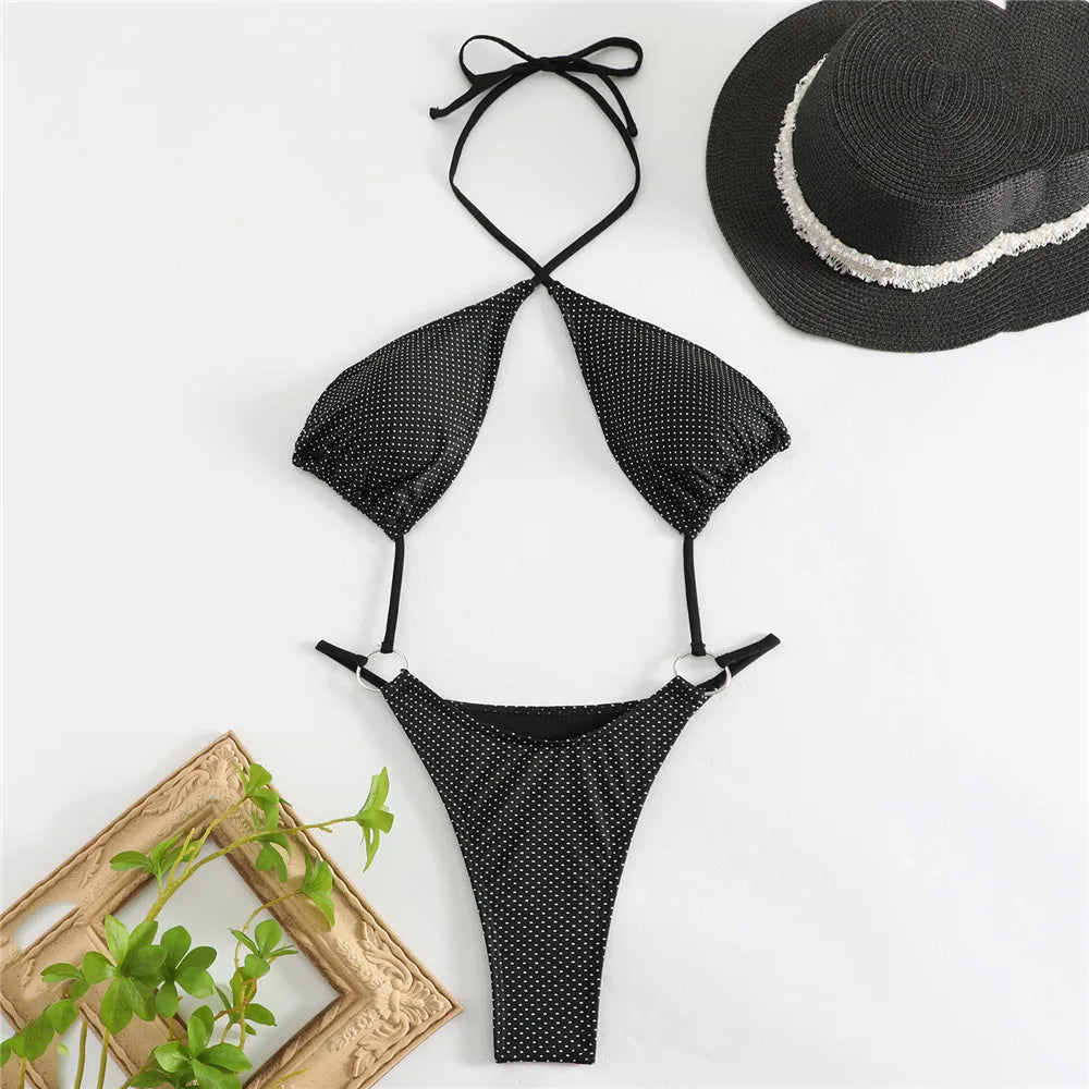 Tassel Bikini Polka Dot Bottom Bathing Suit